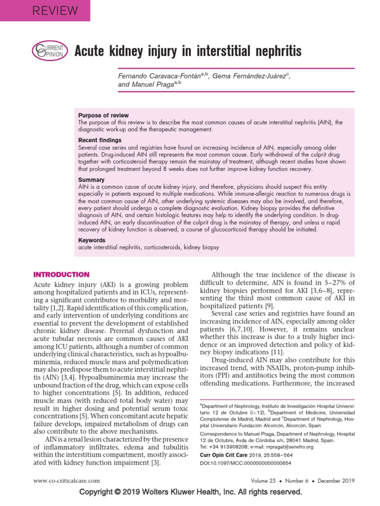 Acute Kidney Injury in Interstitial Nephritis.5 PDF | PDF | Kidney ...