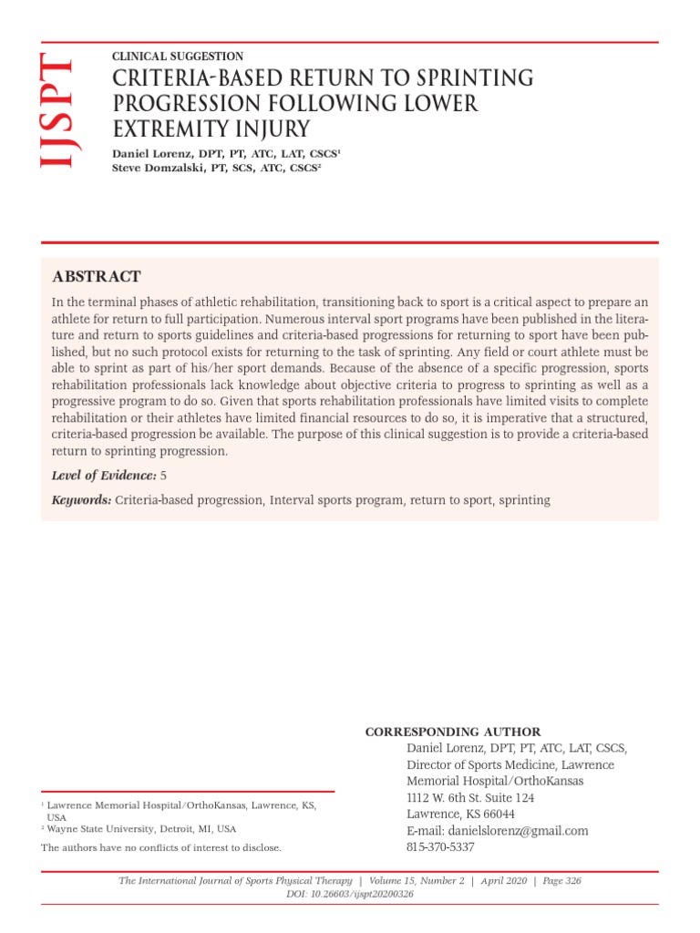 Criteria-Based Return To Sprinting | Download Free PDF | Physical ...