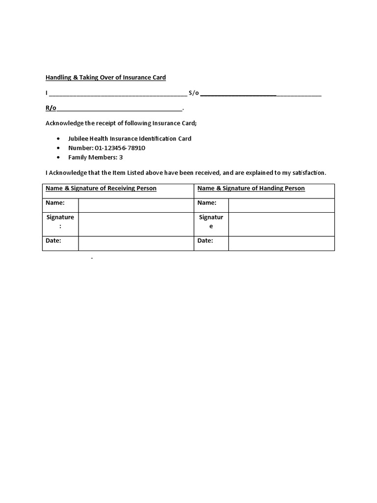 Handling - Company Insurance Card | PDF | Social Science