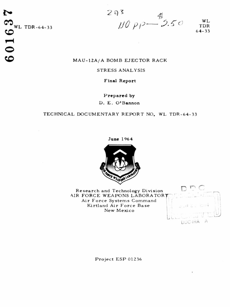 MAU-12A.A Bomb Ejector Rack Stress Analysis (June 1964) PDF | PDF ...