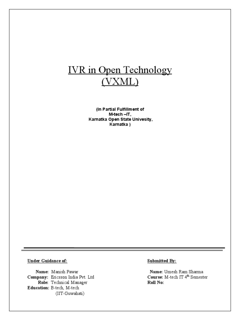 IVR Systems for M-Tech Students | PDF | Interactive Voice Response ...