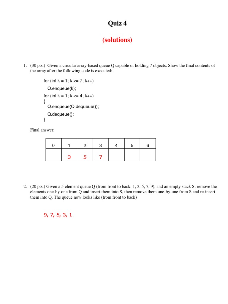 (Solutions) : Quiz 4 | PDF