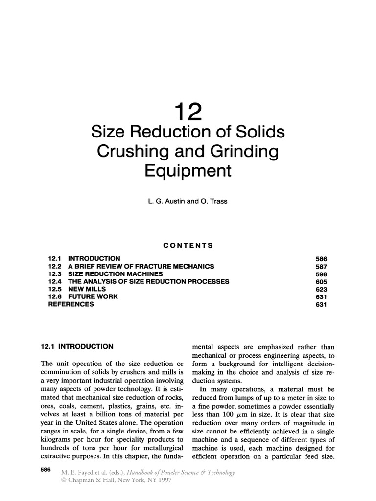 Crushing and Grinding Equipments, Austin1997 (Quiz, Part 2) PDF | PDF ...