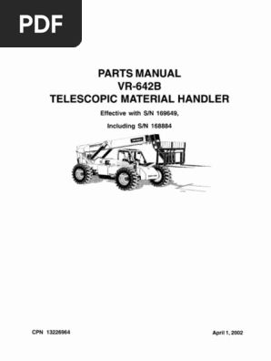 Ingersoll Vr 642b Sn 169649 And Higher Pb 13226964 Telehandler Parts Manual Pdf
