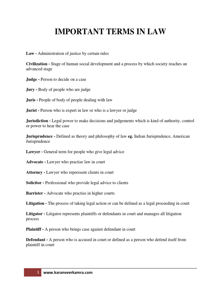 Important Terms in Law | Download Free PDF | Busin…