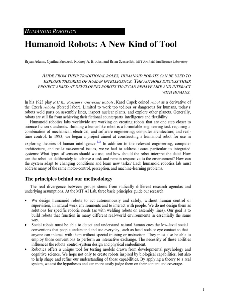 Humanoid Robots A New Kind of Tool RB PDF | PDF | Robot | Robotics
