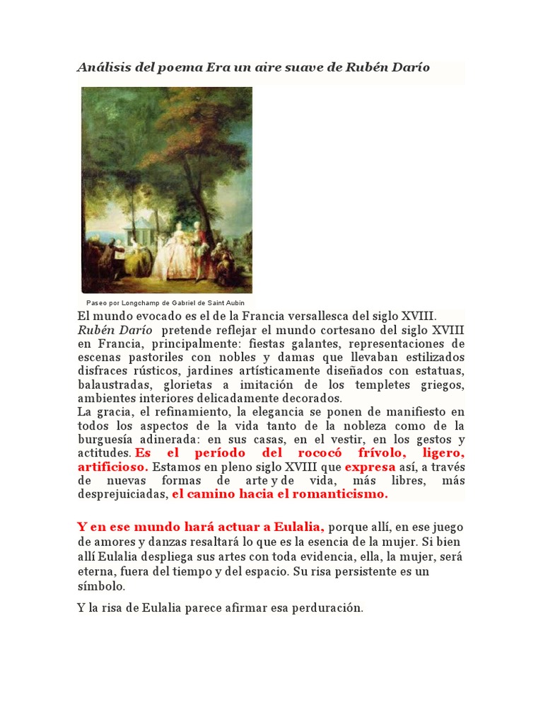 Analisis Del Poema Era Un Aire Suave De Ruben Dario Pdf