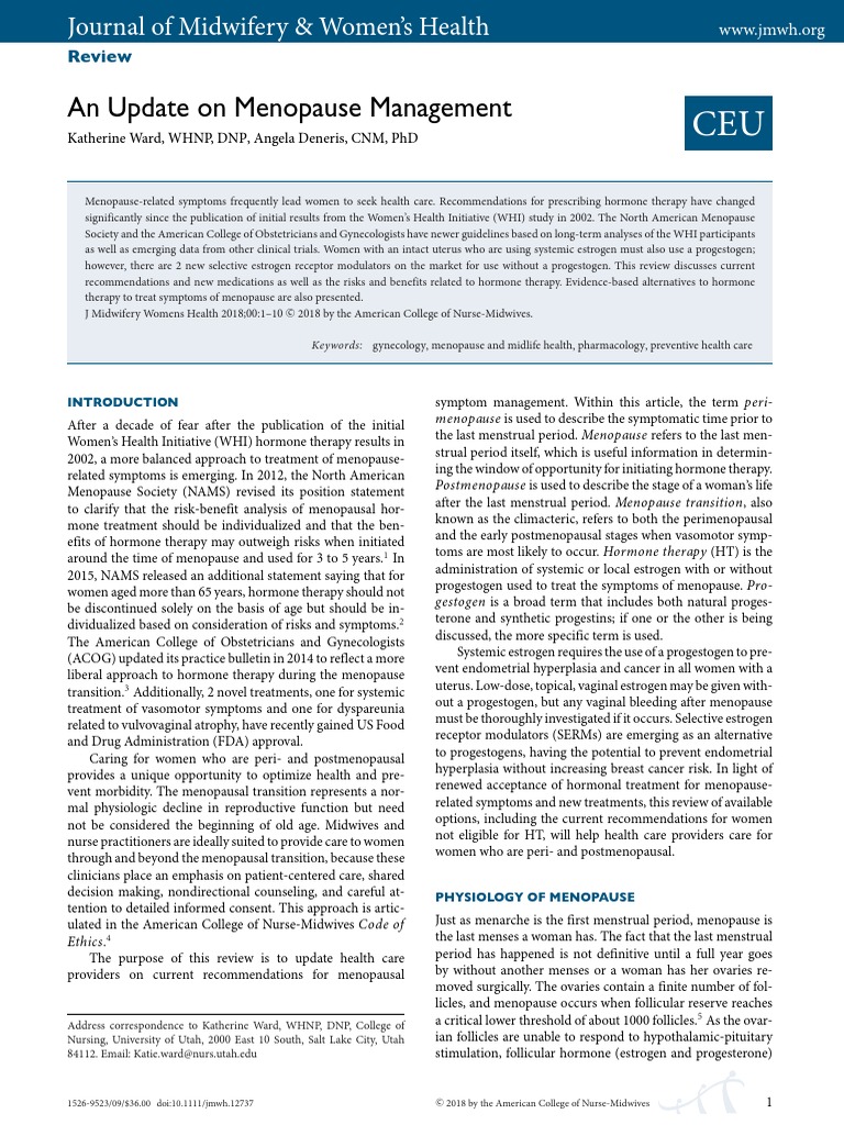 Menopause Management Update 2018 | PDF | Hormone Replacement Therapy ...