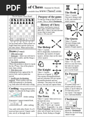 Chess Rules One Page Summary Competitive Games Traditional Games