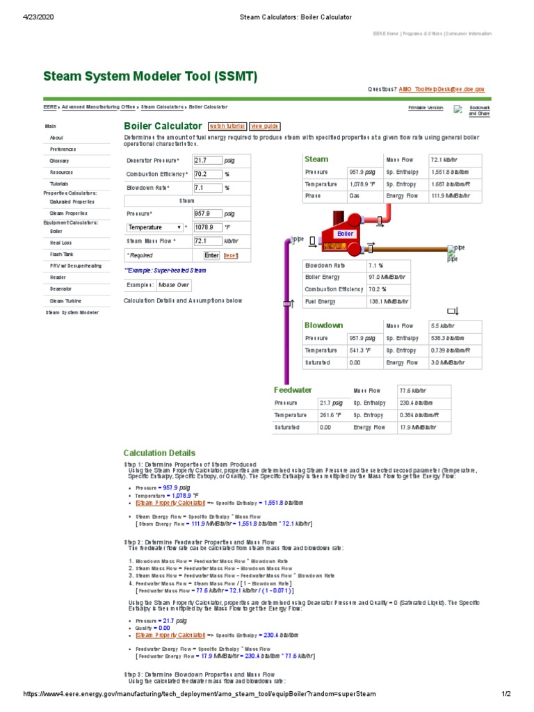 Steam Calculators - Boiler Calculator PDF | PDF | Boiler | Enthalpy