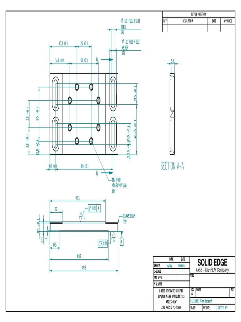 6,5 O Full R Slot Thru 4PL 12 O Full R Slot X5.9DP 4PL: Solid Edge | PDF