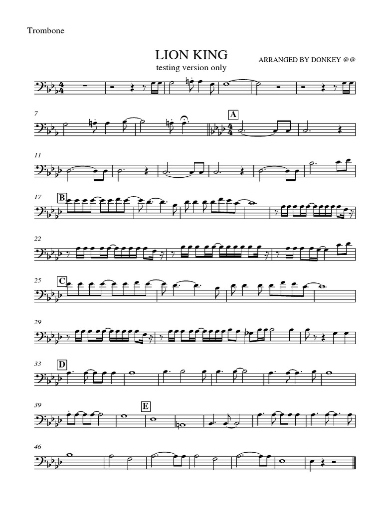 LION KING Trombone PDF