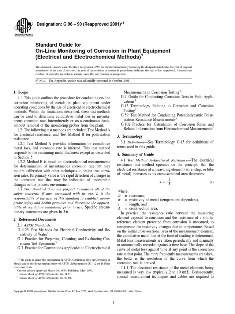 G 96-90 (Reapproved 2001) E1 | PDF | Corrosion | Electrochemistry