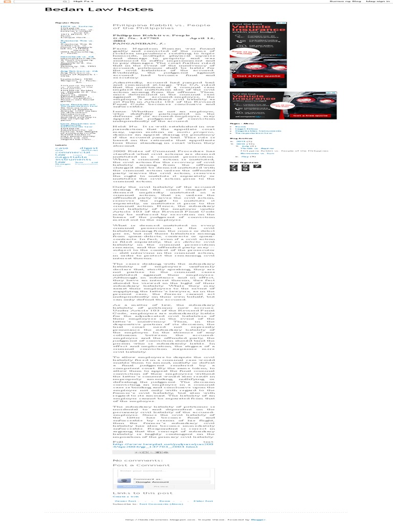 Philippine Rabbit Case Summary | PDF | Criminal Law | Prosecutor