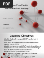 Ch09: Break-Even Point & Cost-Volume-Profit Analysis: Presented by