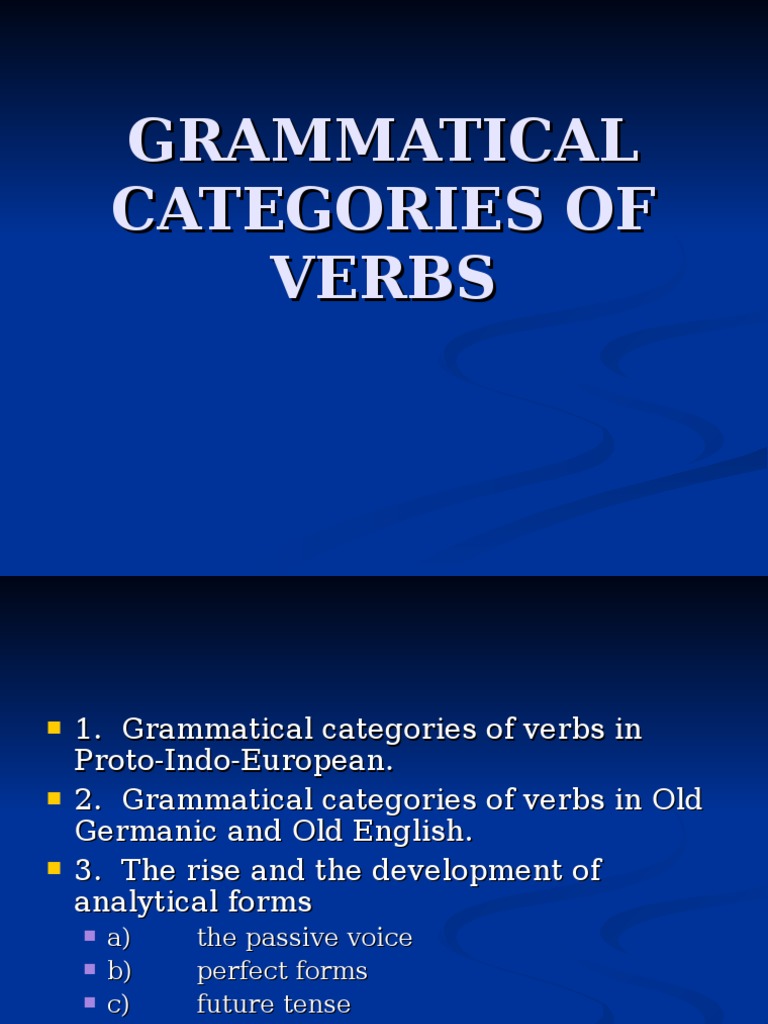 Grammatical Categories of Verbs in English | PDF | Grammatical Tense | Verb