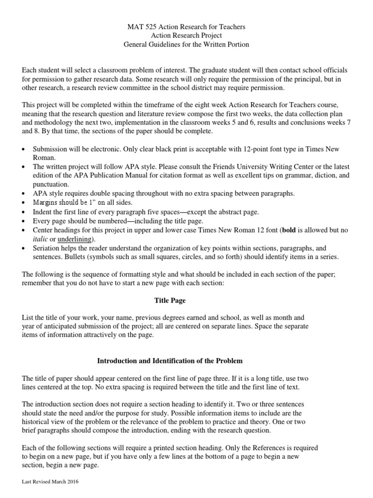 Action Research Project Guidelines for Teachers | PDF | Citation ...