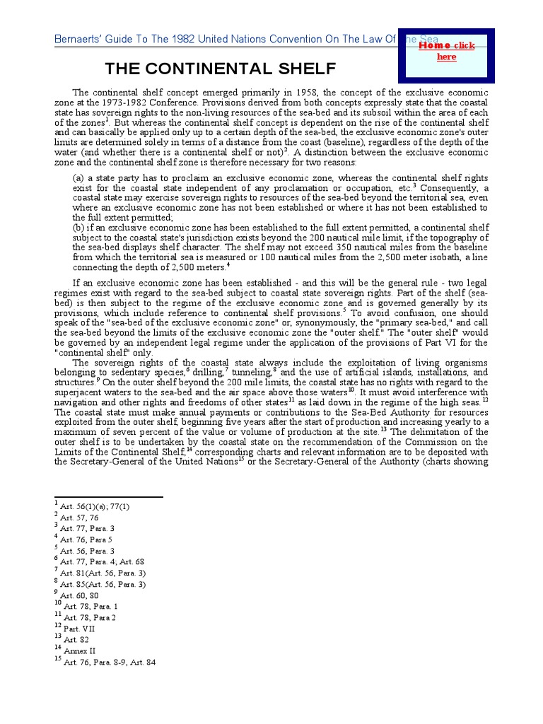 The Continental Shelf Bernaerts' Guide To The 1982 United Nations