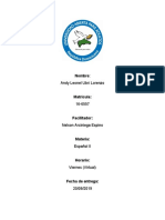 Resumen de documento sobre Español II con fecha de entrega 20/09/2019