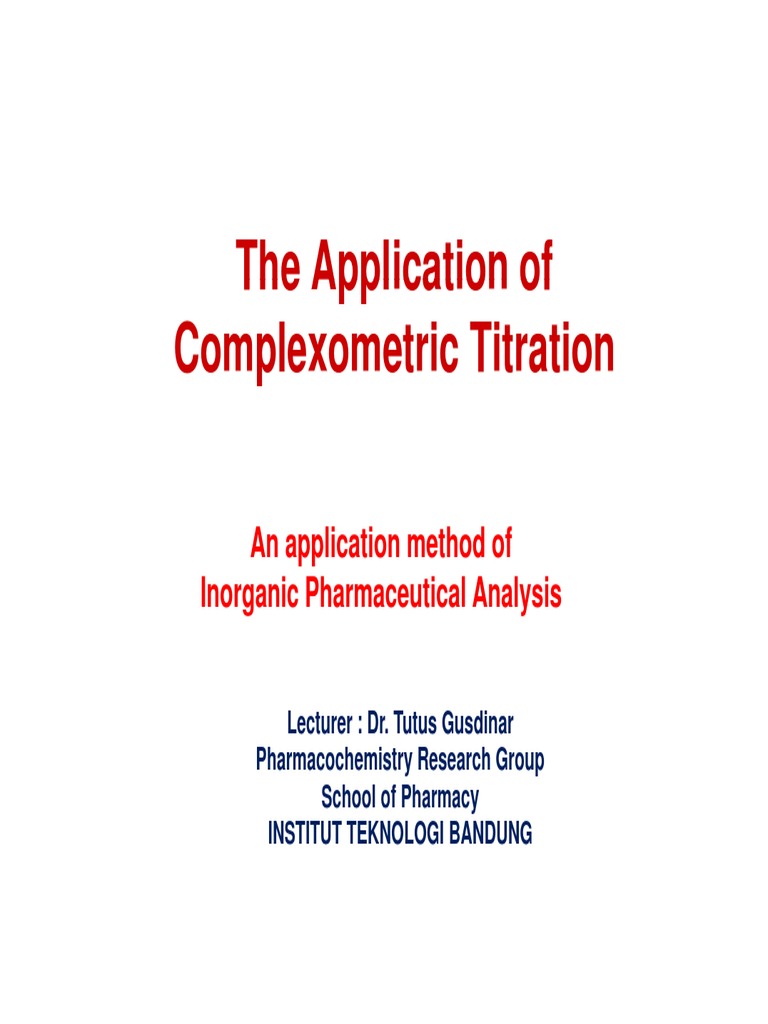 05a. Complexometric Titration Application PDF Titration Chemistry