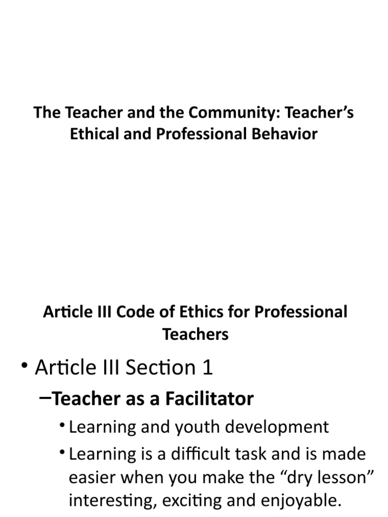 Lec 12 Teacher S Ethical Behavior Article Three Of The United States Constitution Teachers