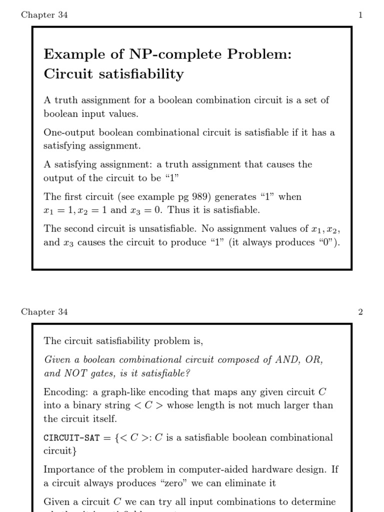 Example of NP-complete Problem: Circuit Satisfiability | PDF | Time ...