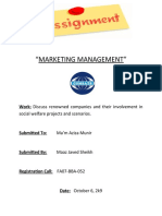 "Marketing Management": Work: Discuss Renowned Companies and Their Involvement in
