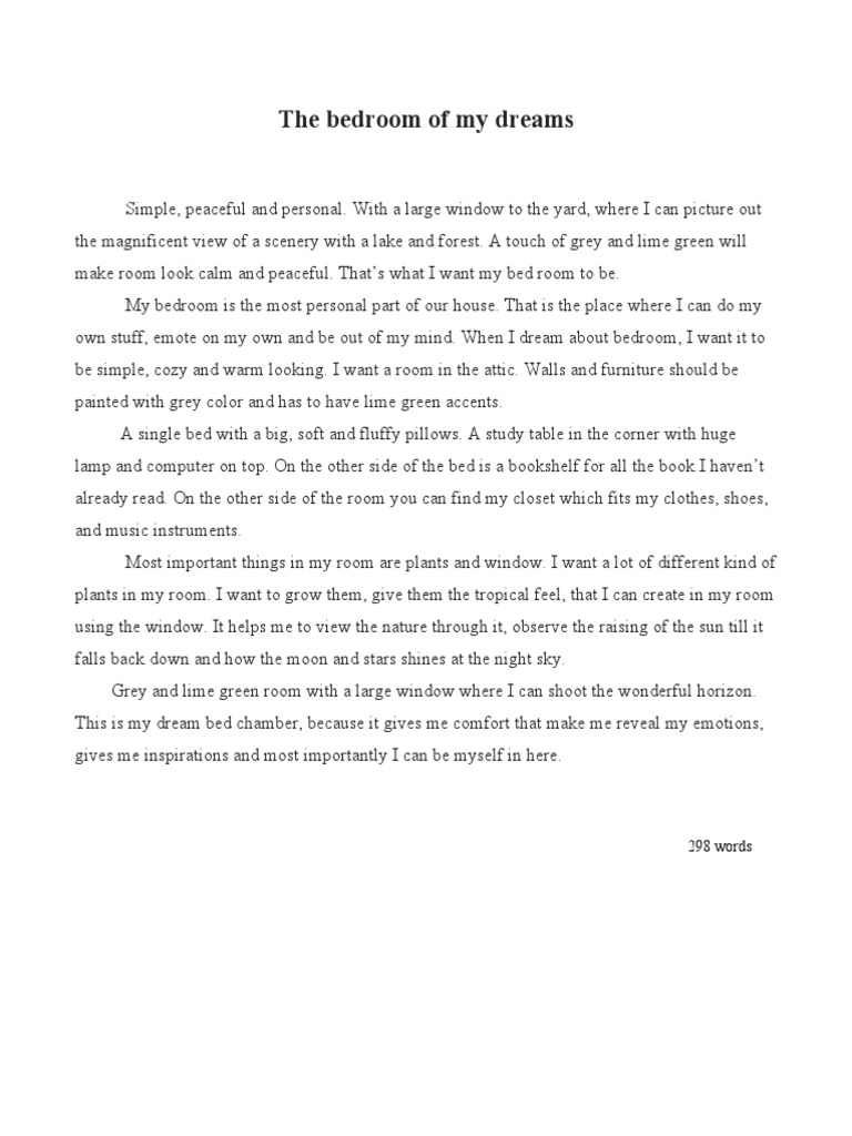 The Bedroom of My Dreams Essay PDF