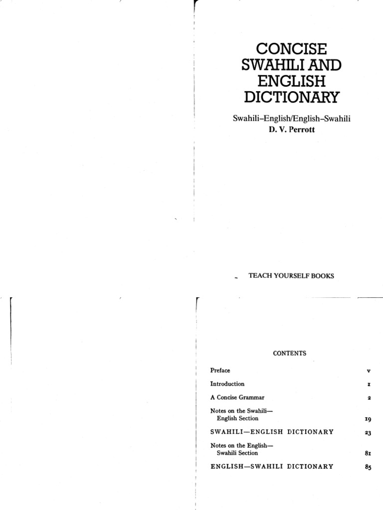 Concise Swahili and English Dictionary SwahiliEnglish English
