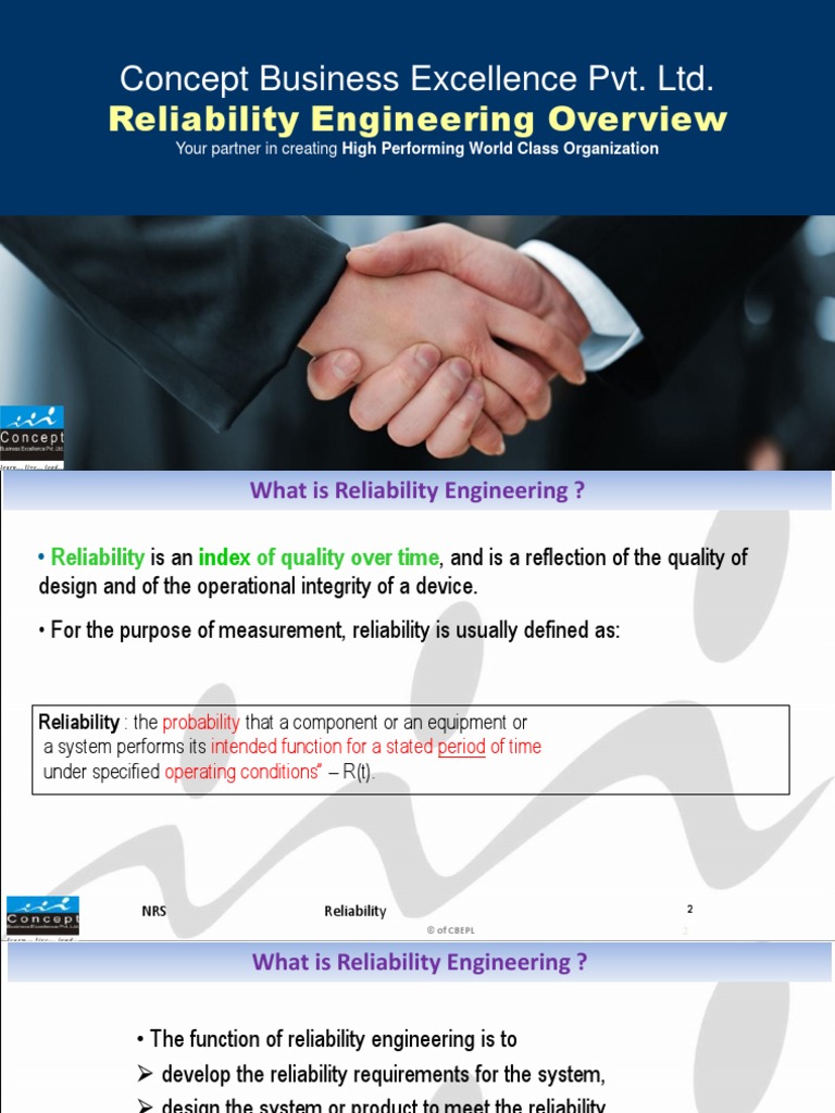 Concept Business Excellence Pvt. LTD.: Reliability Engineering Overview ...