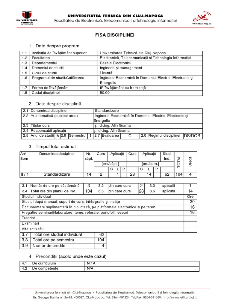 Fisa Standardizare PDF | PDF