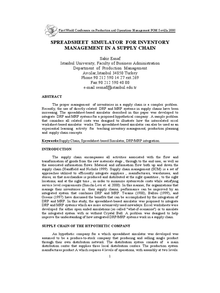Spreadsheet Simulator MRP PDF Simulation Spreadsheet