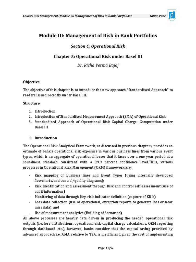 Standardised Approach to Operational Risk | PDF | Operational Risk ...