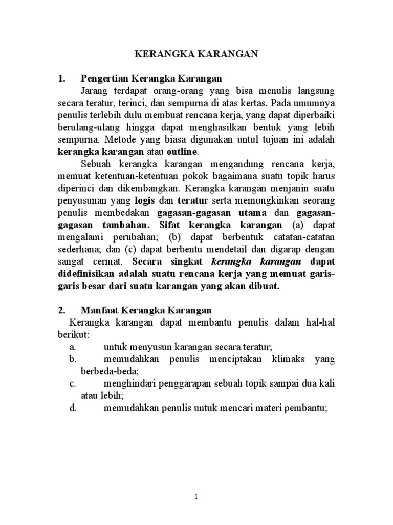 Panduan Menyusun Kerangka Karangan | PDF | Kajian Bahasa Asing | Fiksi Umum