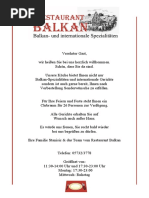 Balkan Speisekarte