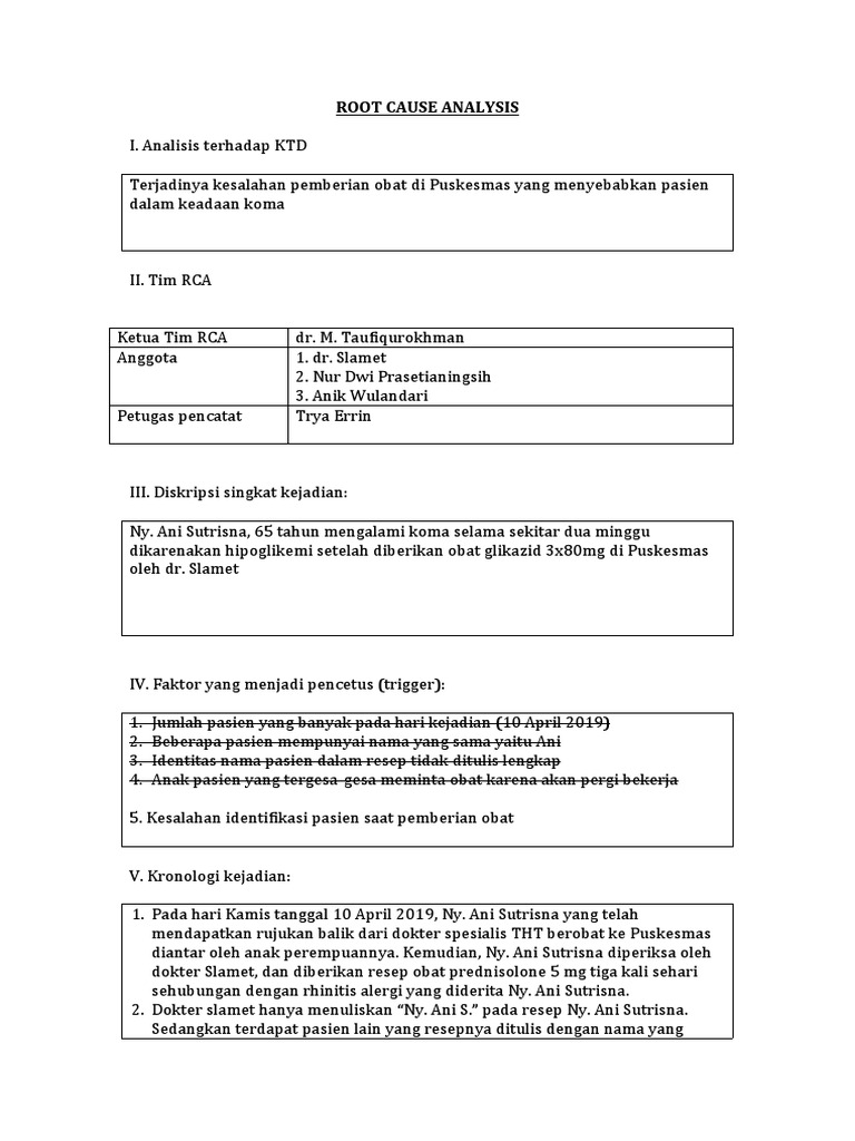 Root Cause Analysis | PDF