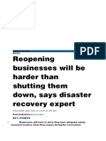 Reopening Businesses Will Be Harder Than Shutting Them Down, Says Disaster Recovery Expert