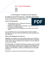 A) Time Management B) Event Management C) Class Management: Unit-2.1 Types of Management