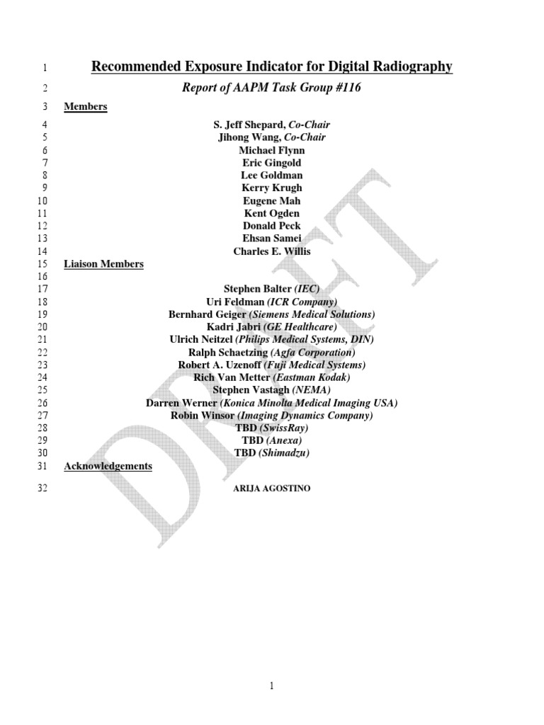 Recommended Exposure Indicators in DR | PDF | Radiography | Exposure ...