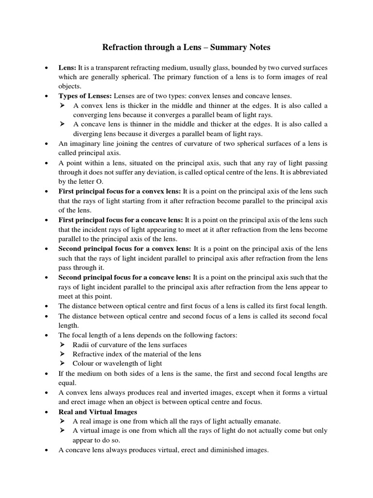 Refraction Through A Lens Pdf Pdf Optics Radiation