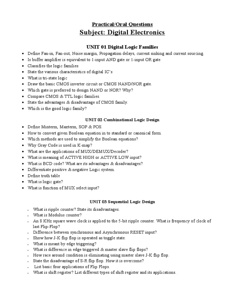 Digital Electronics: Key Concepts & Questions | PDF | Logic Gate | Vhdl