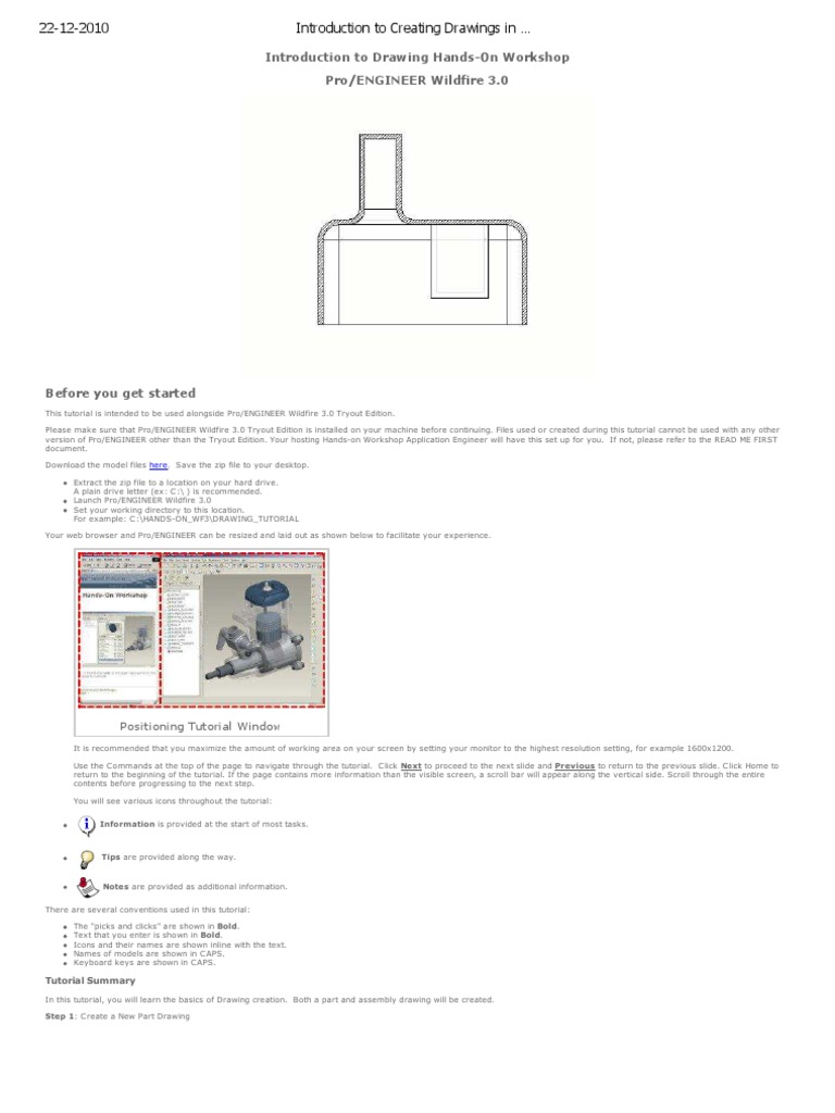 Pro/ENGINEER Drawing Tutorial Guide | PDF | Menu (Computing) | Dialog Box