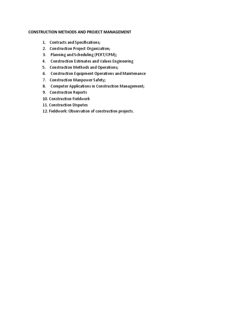 Construction Methods & Project Management | PDF