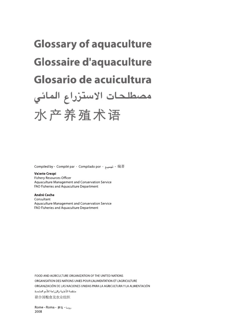 Fao Glossary Of Acquaculture Aquaculture Eau