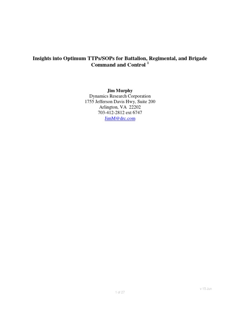 Optimizing TTPs/SOPs for Military Command | PDF | Conceptual Model ...
