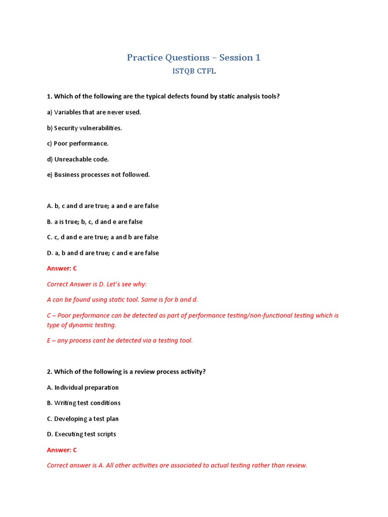 Practice questions session 1 istqb ctfl pdf software bug debugging