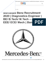 Mercedes Benz Recruitment 2020 - Diagnostics Engineer - BE - B.Tech - M.Tech - Auto - EEE - ECE - Mech - Bangalore