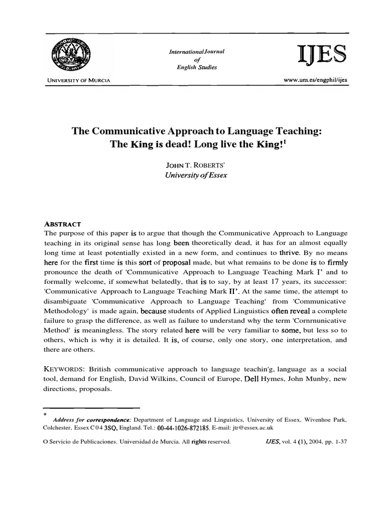 The Communicative Approach To Language Teaching PDF | PDF ...