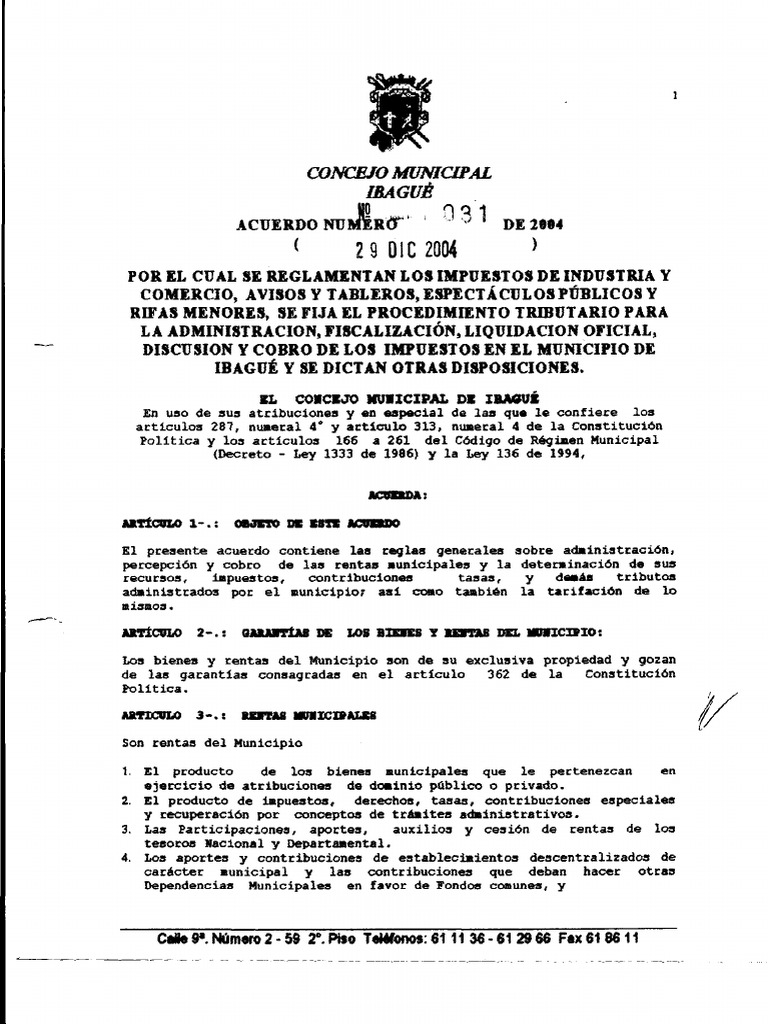 Acuerdo 031 | PDF