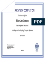 Install and Configure - Certificate of Completion PDF